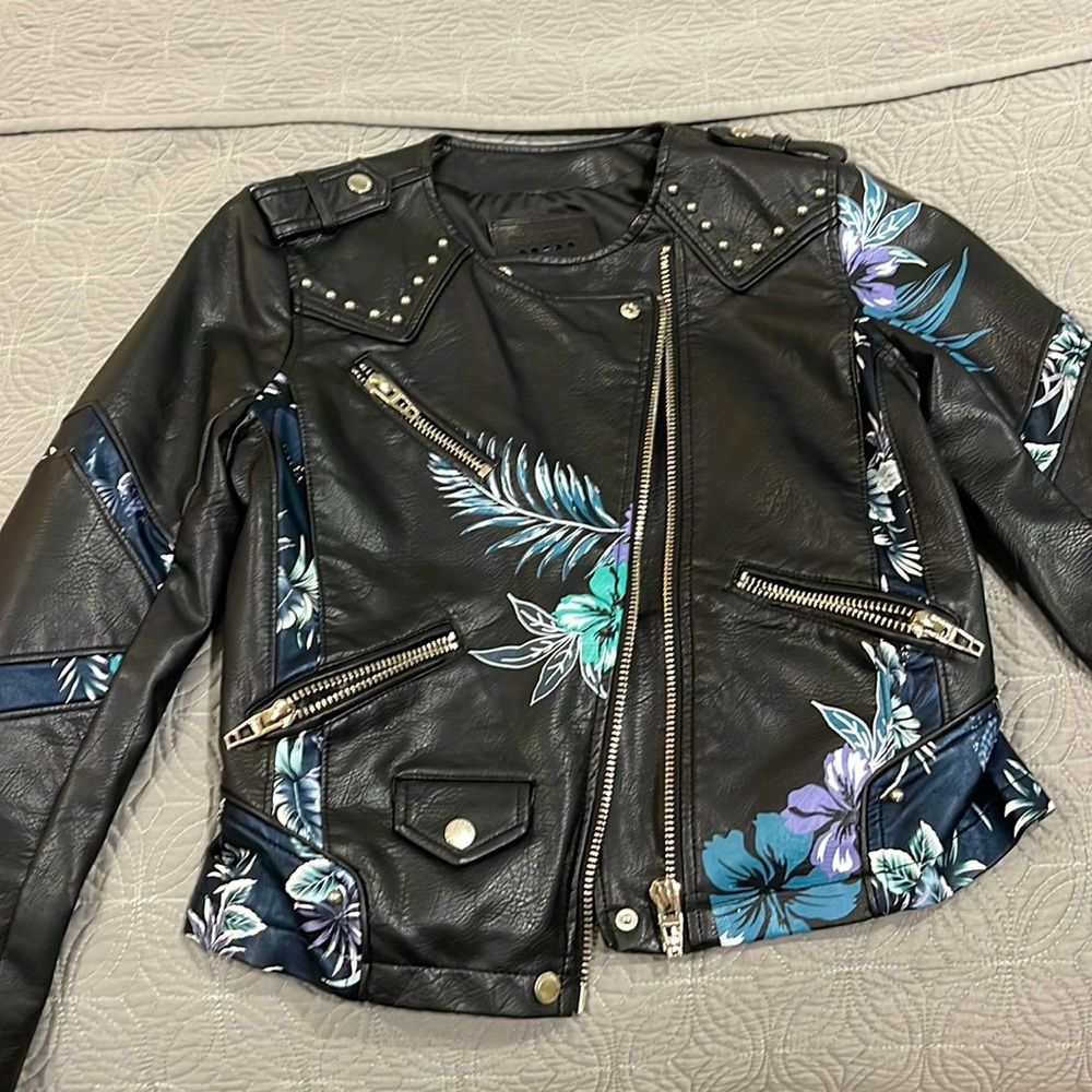 Blanknyc Floral Leather Jacket